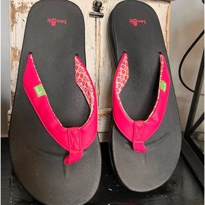 Sanuk Yoga Mat Sandal Flip Flop Hot Pink  size 6